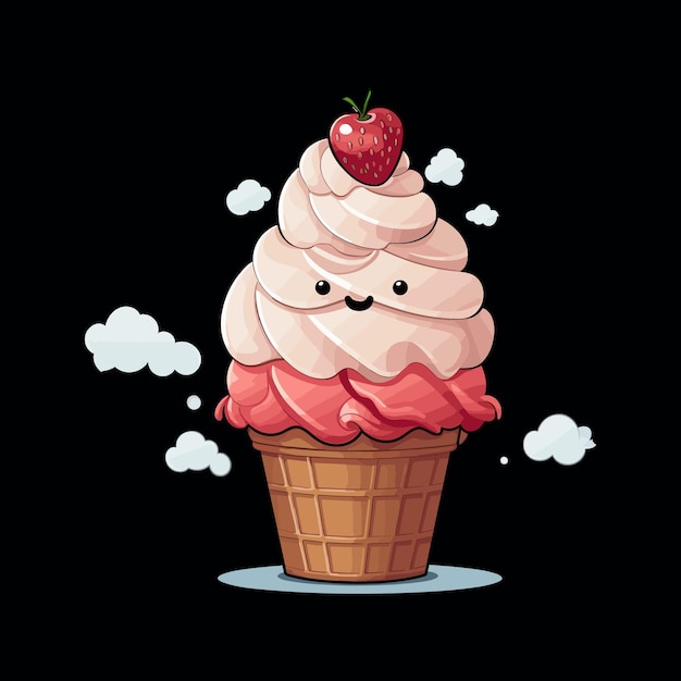 A cute cartoon ice cream vector illustration