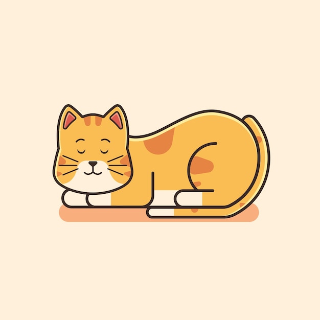 Premium Vector  Cute cartoon illustration kitty, orange cat, cat icon  illustration, sleeping cat