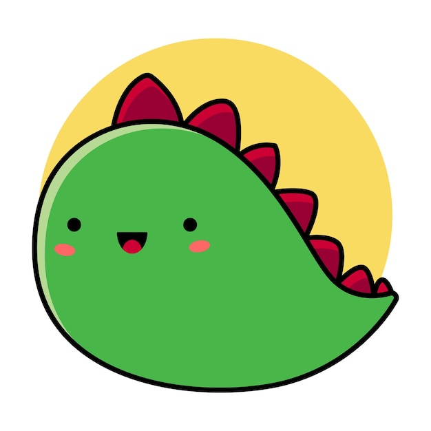 Cute cartoon illustration of a smiling green dinosaur Vector illustration