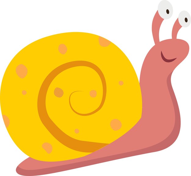 Cute cartoon illustration of a snail on a white background The character of the snail Vector