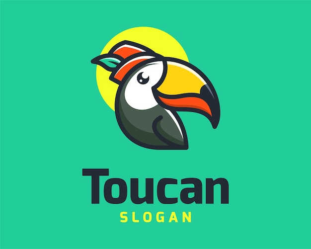 Vettore cute cartoon illustrazione toucan parrot macaw bird giocoso divertente colorato vettore moderno logo design