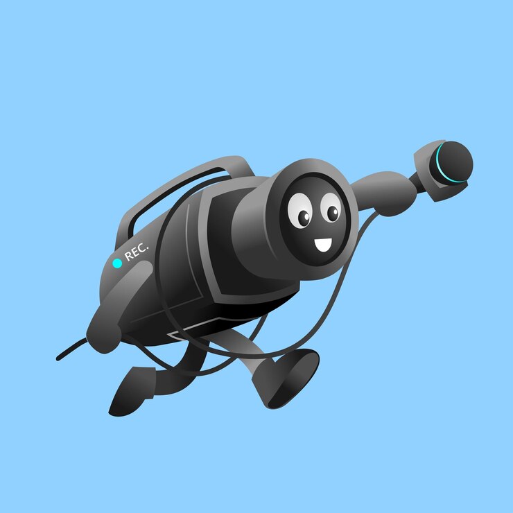 Vector cute cartoon illustration video camera recorder