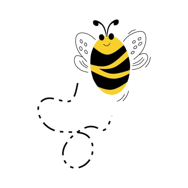 벡터 흰색 배경에 고립 된 귀여운 만화 곤충 꿀벌