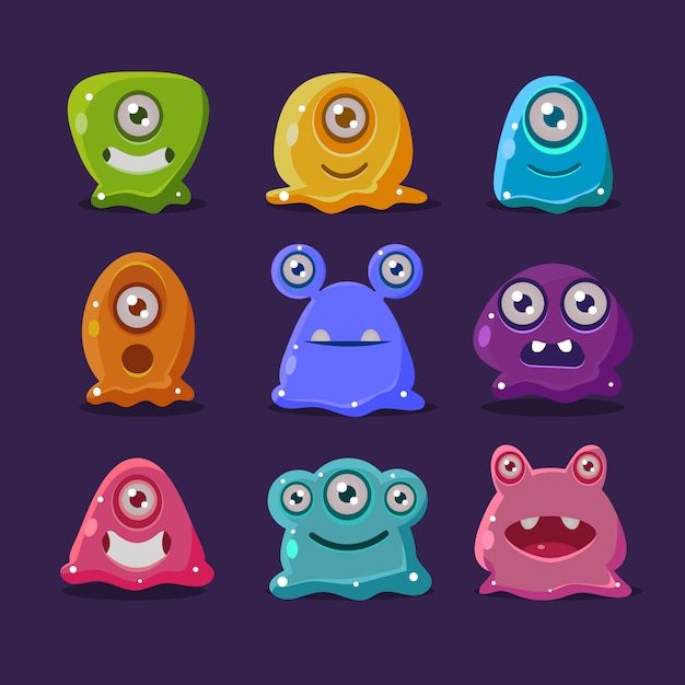 Cute cartoon jelly monsters