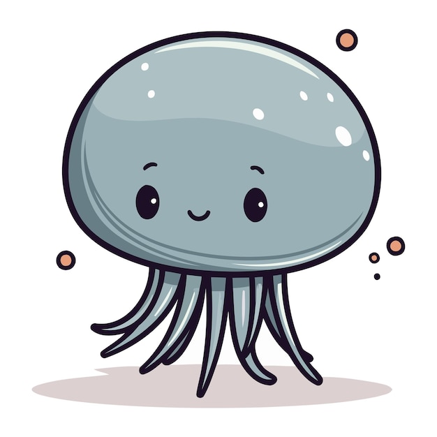 Vector cute cartoon jellyfish vector illustration of a cute jellyfish