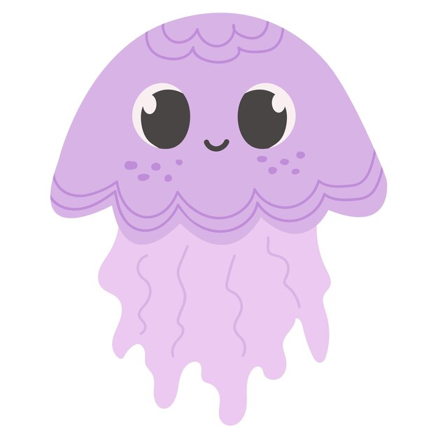 Cute cartoon jellyfish with smile