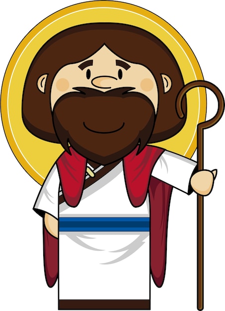 Cute Cartoon Jesus Christ with Crook Biblical Character