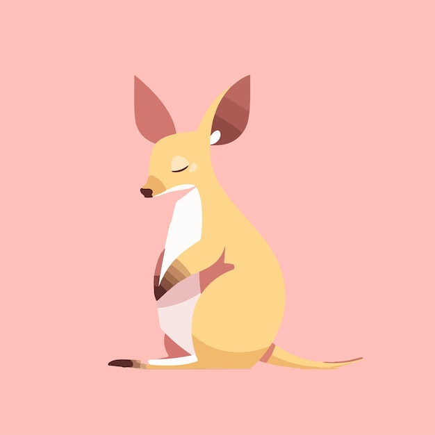 cute cartoon kangaroo illustration vector animal flat design