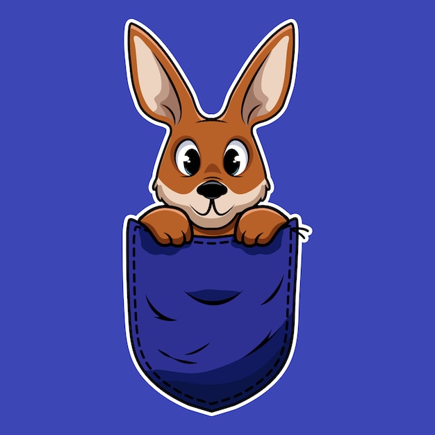 Cute cartoon kangaroo in a pocket