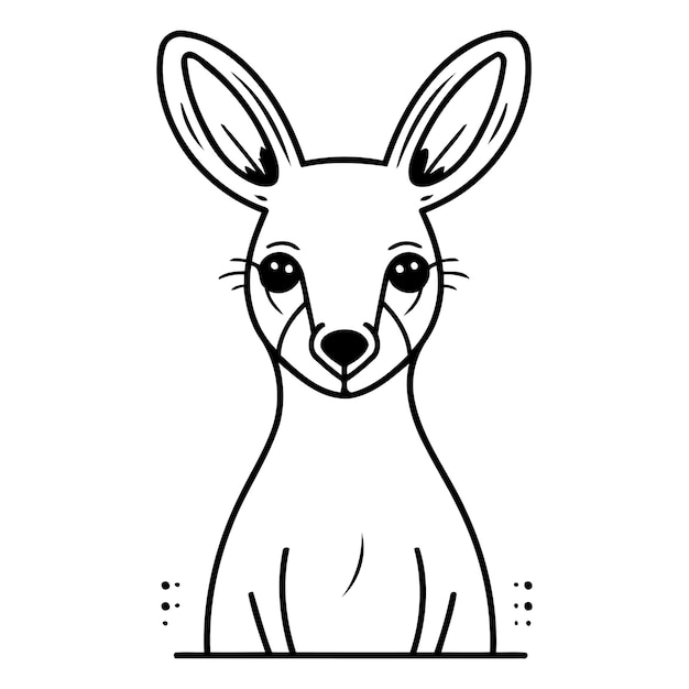 Cute cartoon kangaroo Vector illustration Isolated on white background