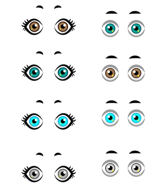 Vector cute cartoon kawaii eyes in the style of anime vector illustration