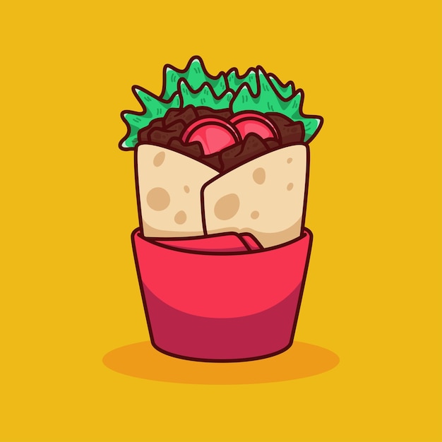 cute cartoon kebab illustration in flat design