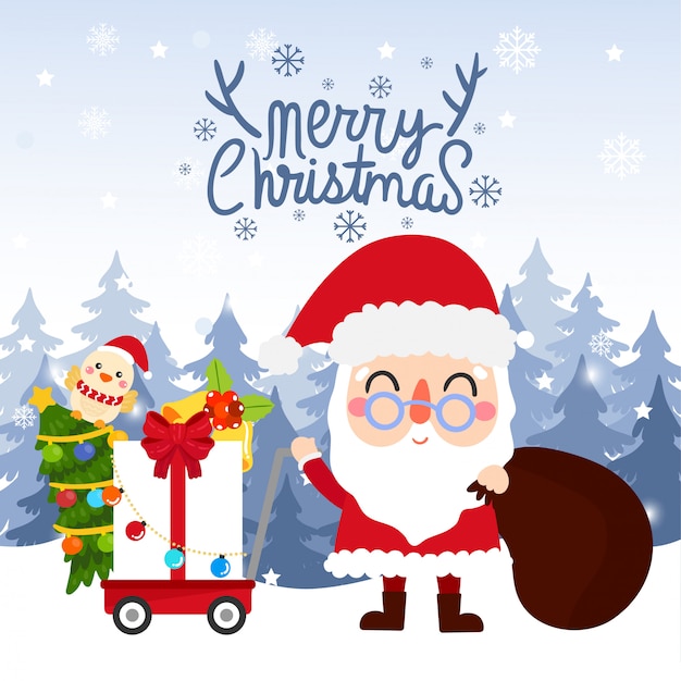 Vector cute cartoon kerst concept.