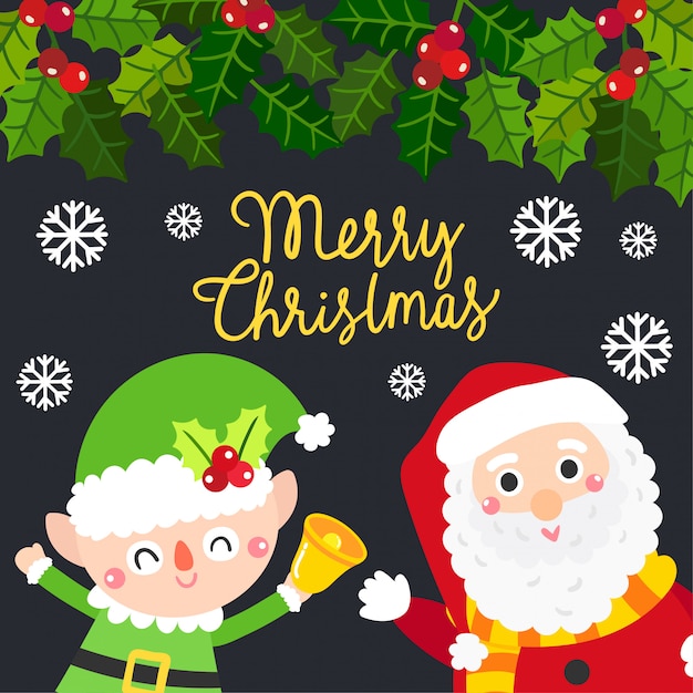 Vector cute cartoon kerst concept.