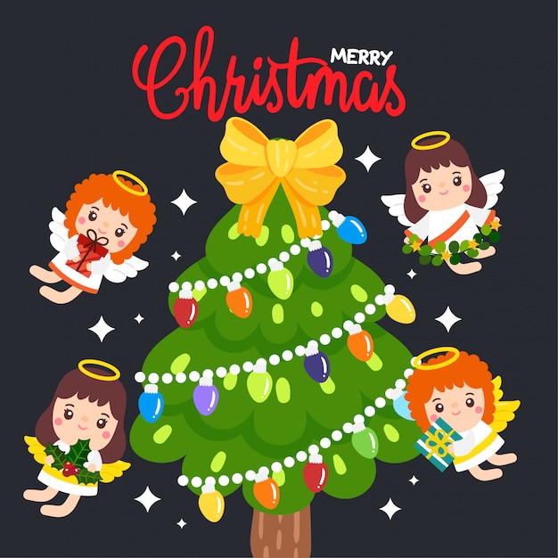 Vector cute cartoon kerst concept.