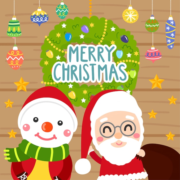 Vector cute cartoon kerst concept.