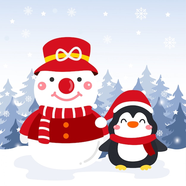 Vector cute cartoon kerst concept.