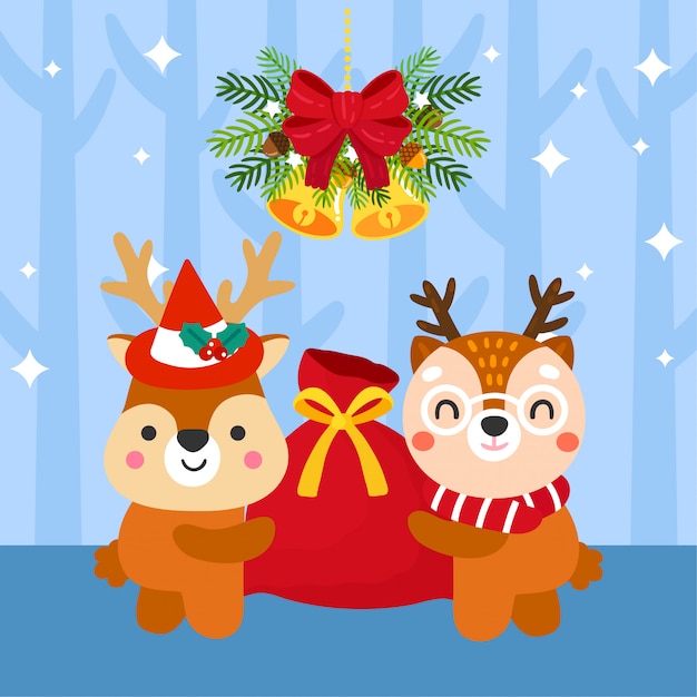 Cute Cartoon Kerst Concept.