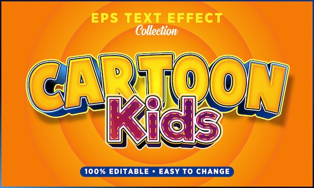 Cute cartoon kids eps text effect