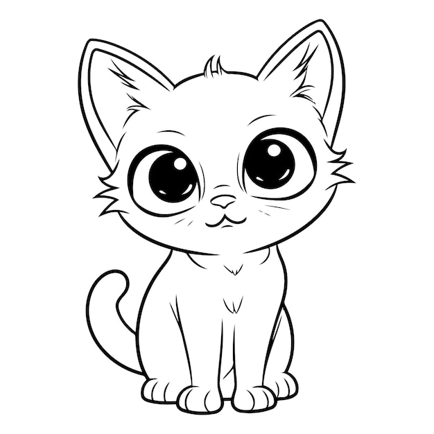 Cute cartoon kitten isolated on a white background