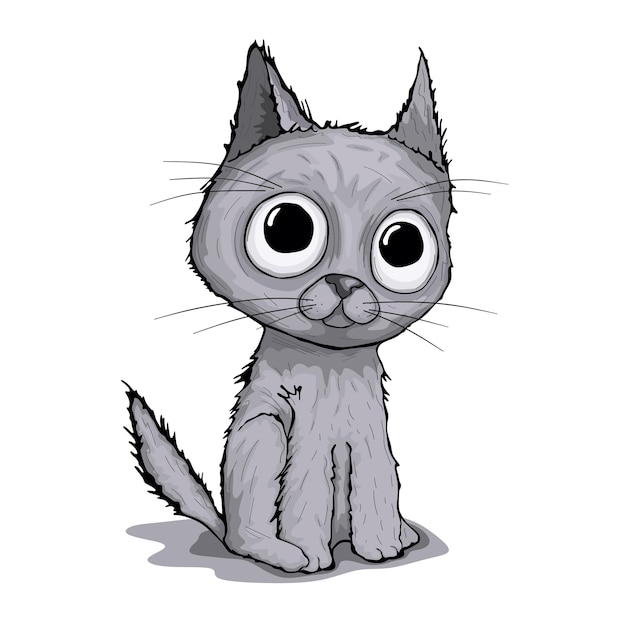 Cute Cartoon kitten on a white background