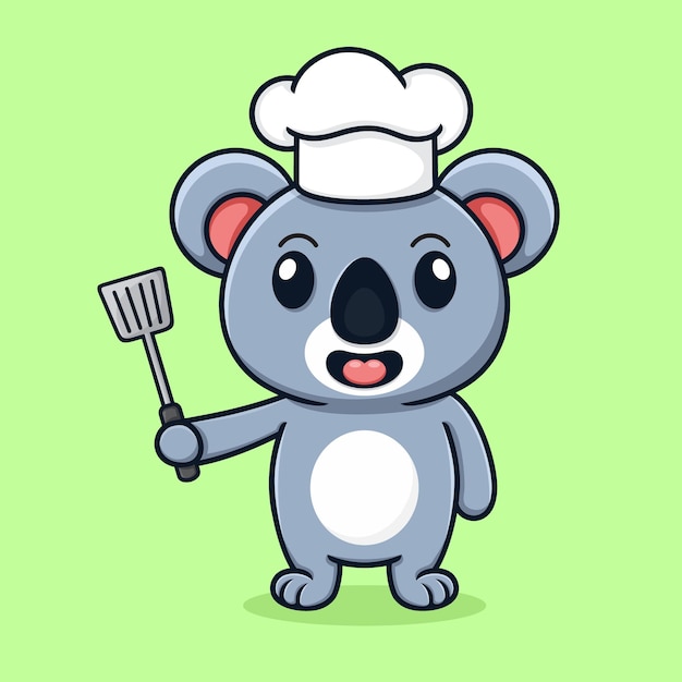 Vector cute cartoon koala become a chef