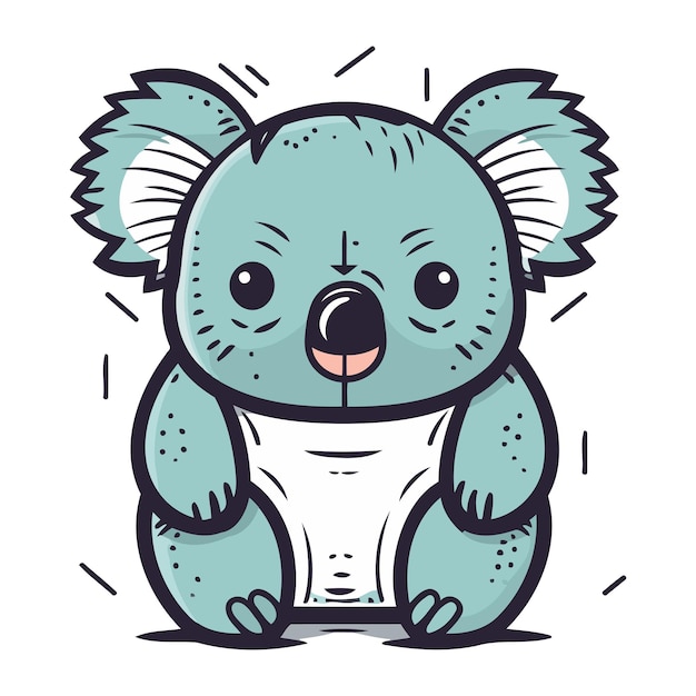 Vector cute cartoon koala vector illustration on a white background