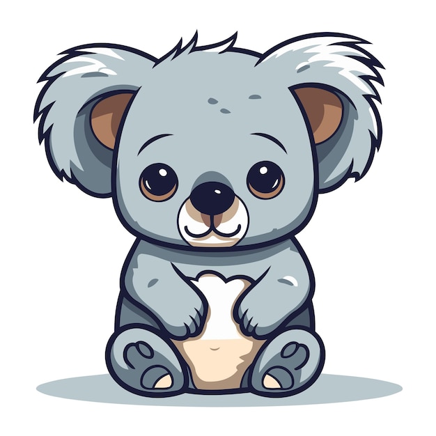 Vector cute cartoon koala on a white background vector illustration