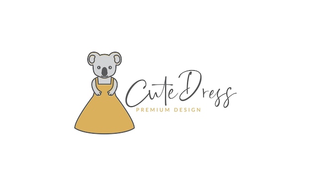 Vector cute cartoon koala with dress illustration