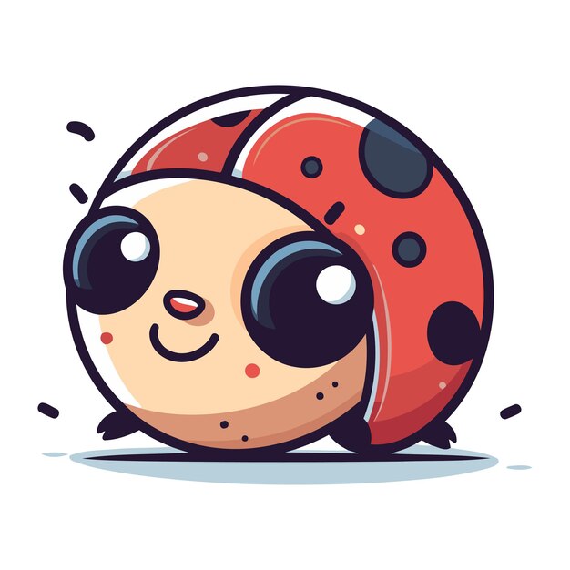 Cute cartoon ladybug character on white background vector illustration