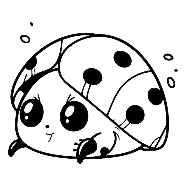 Cute cartoon ladybug isolated on white background Vector illustration