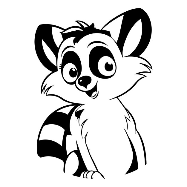 Cute cartoon lemur on a white background Vector illustration