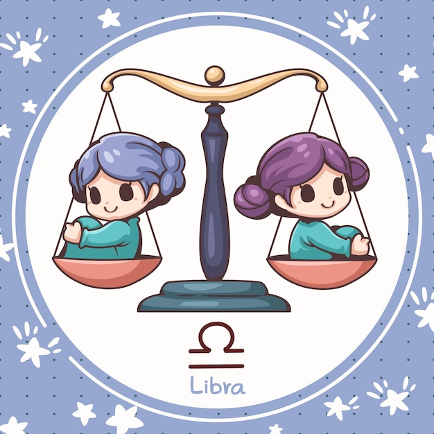 Vector cute cartoon libra