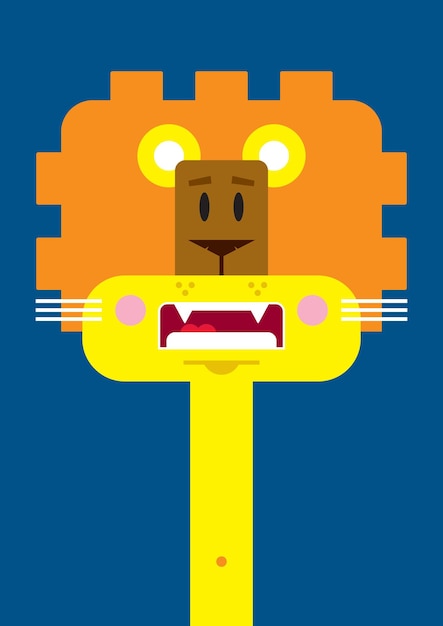 Vector cute cartoon lion king of the jungle character