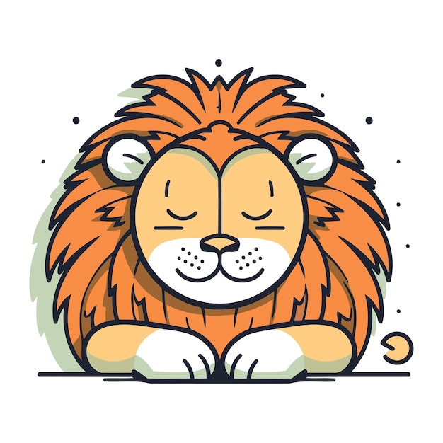 Leone cartoon carino illustrazione vettoriale di un leone carino carino