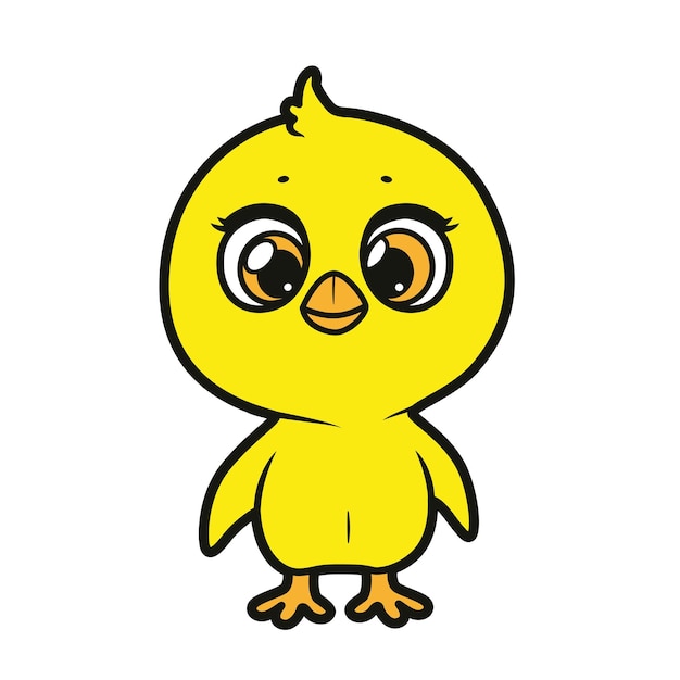 Cute cartoon little baby chick color variation isolated on white background