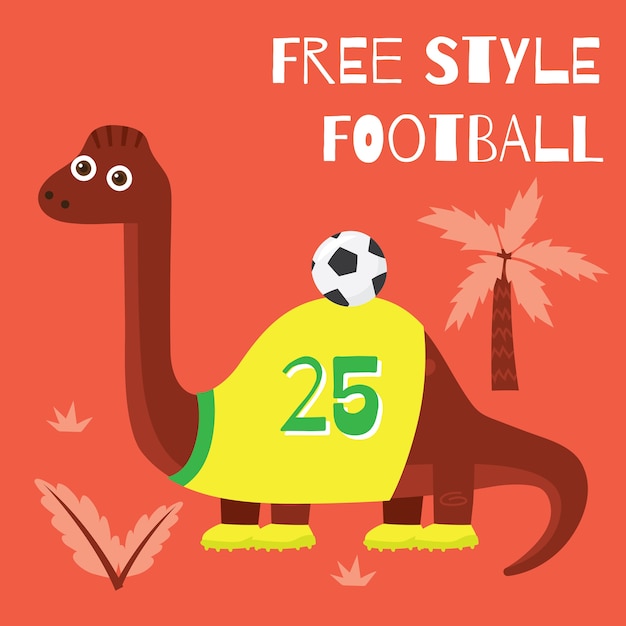 Cute cartoon little dinosaur in sport theme for children t-shirt design