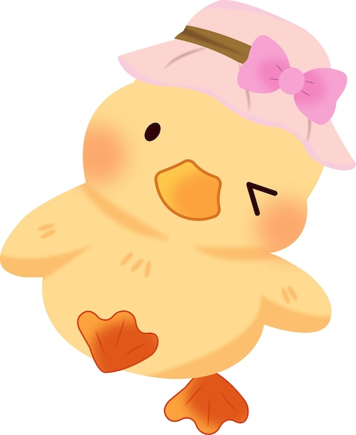 Cute Cartoon Little Duck Vector