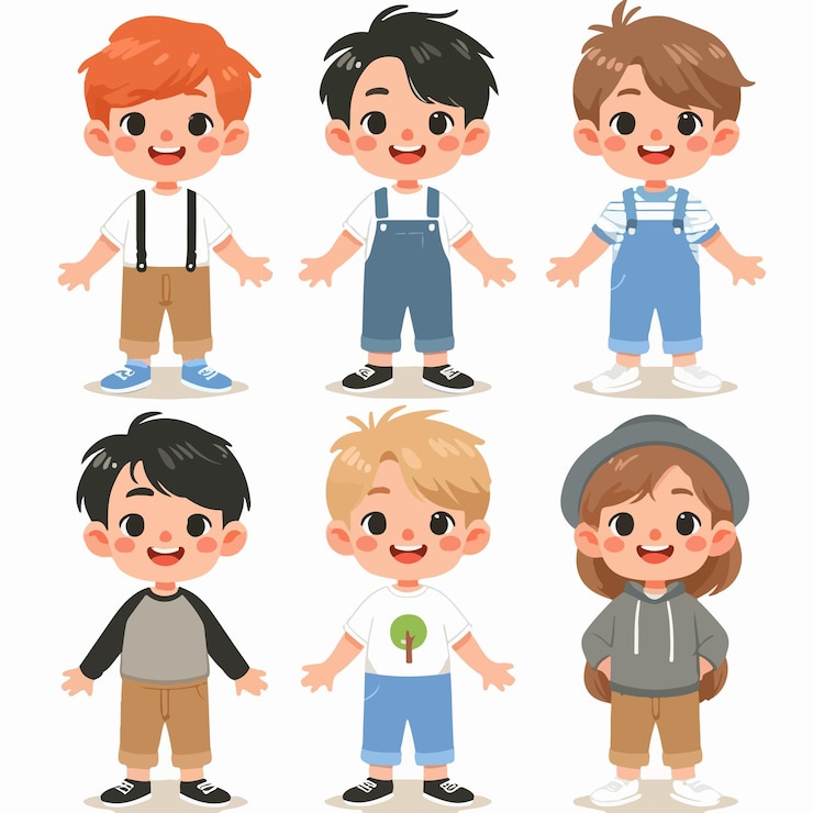Vector 귀여운 만화 로고 어린이 일러스트