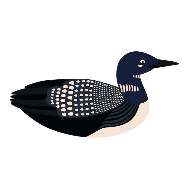 Cute cartoon loon bird Flat vector illustration