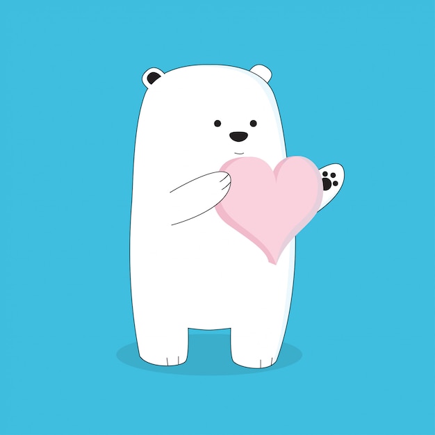 Cute cartoon lovely bear with large heart