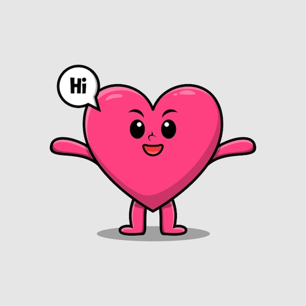 Cute cartoon lovely heart with happy expression