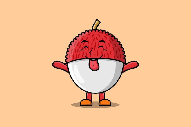 Vector cute cartoon lychee character with flashy expression in modern cute style illustration