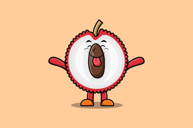Cute cartoon Lychee character with flashy expression in modern cute style illustration