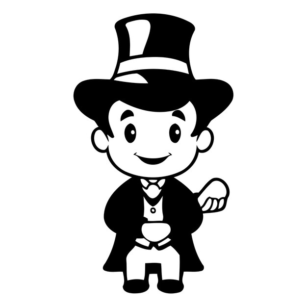 Cute Cartoon Magician Vector Character IllustrationAAA