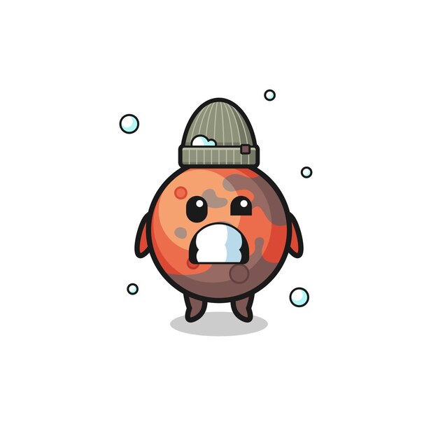 Cute cartoon mars with shivering expression  cute design