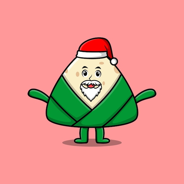 Cute cartoon mascot character chinese rice dumpling santa claus character christmas