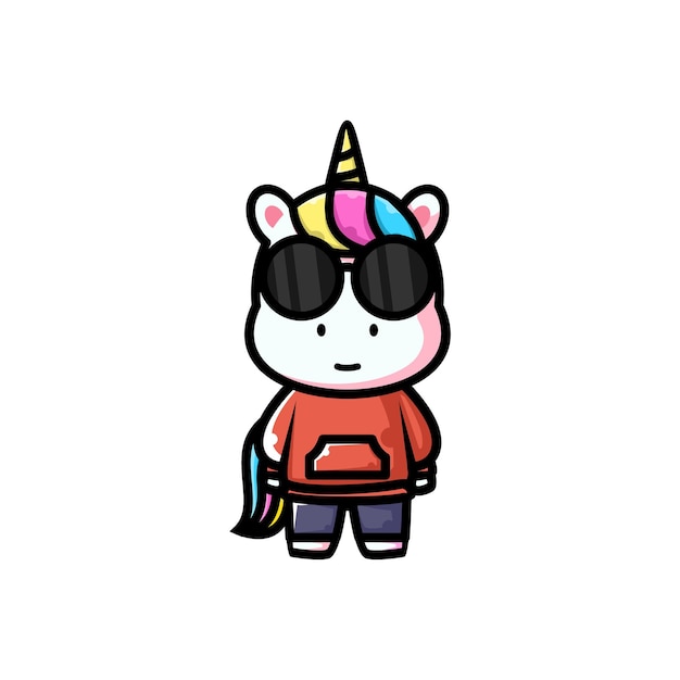 Cute cartoon mascot character vector illustration An unicorn stlye streetwear