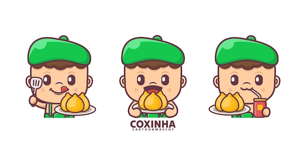 Vector cute cartoon mascot with coxinha suitable for logo brand stickers icons