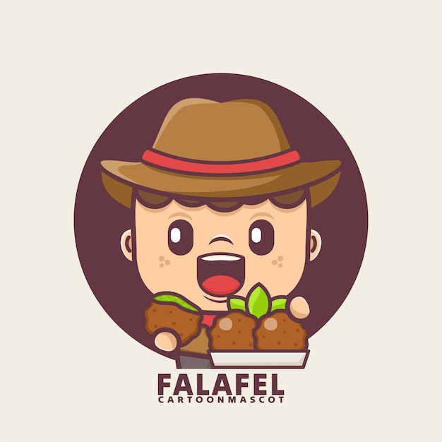 cute cartoon mascot with falafel middle eastern food